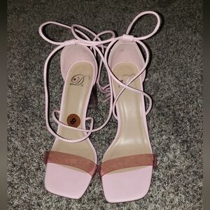 Urban Outfitters| Bubblegum Barbie Pink Heels with Ankle Wrap Straps